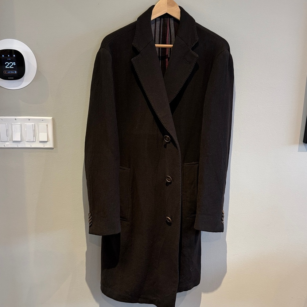 Etro dark brown striped interior overcoat